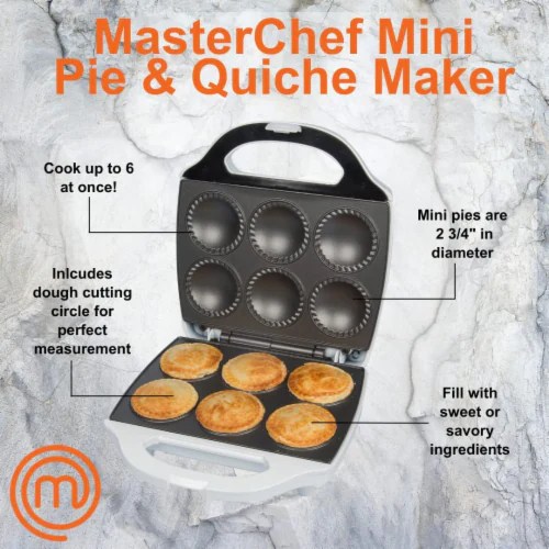 MasterChef Mini Pie and Quiche Maker Pie Baker Cooks 6 Small Pies and