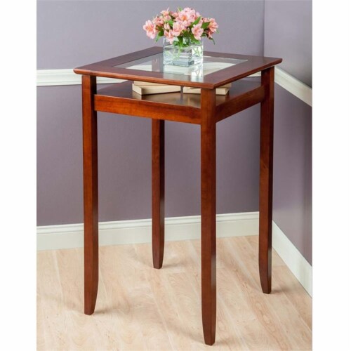 Pemberly Row Square Glass Top Pub Table in Walnut, 1 Fred Meyer