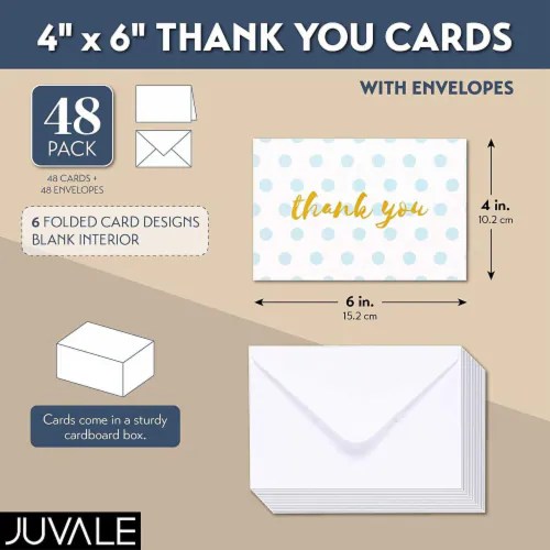 48 Pack Thank You Cards Bulk, Thank You Notes With Envelopes All
