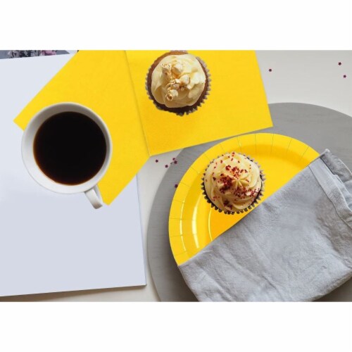 Yellow Party Supplies, Paper Plates, Cups, and Napkins (Serves 24, 72