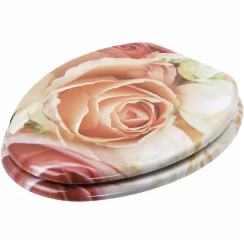 Sanilo 155 Elongated Soft Close Molded Wood Adjustable Toilet Seat, Pink Rose, 1 Piece King
