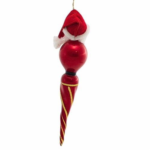 De Carlini Red Icicle Santa Glass Ornament Italian Christmas Bn416, 1 QFC