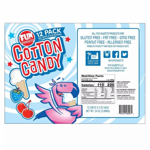 Fun Sweets Red, White & Blue Cotton Candy (12 Pack), 1 unit Kroger