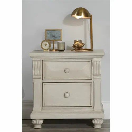 Kingsley Sedona Traditional Wood Nightstand in Vintage Ivory, 1 Fred