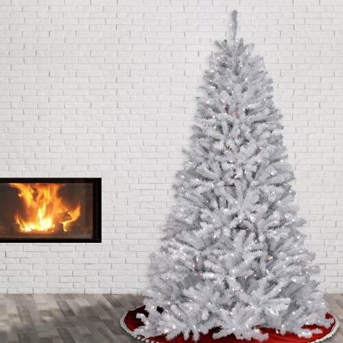 National Tree Company North Valley Spruce 7 Foot Prelit Christmas Tree, White, 1 Piece Pick ‘n