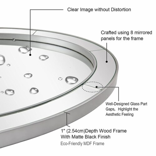 ANDY STAR Modern 24 x 36 Oval Glass Surrounded Bathroom Mirror, Brushed