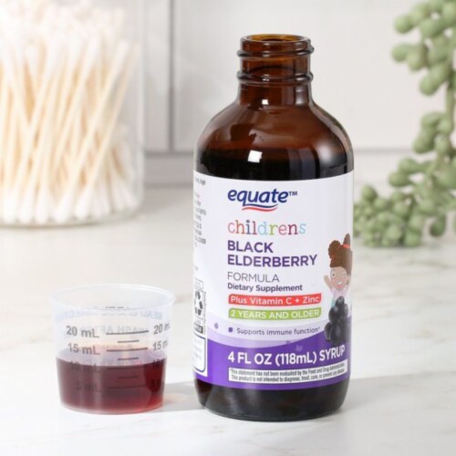 Children's Black Elderberry Syrup with Vitamin C and Zinc; 4 fl oz, 1