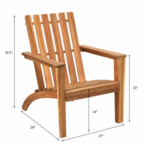Set of 2 Outdoor Wooden Adirondack Chair Patio Lounge Chair w/ Armrest