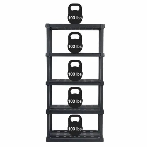 IRIS USA 5 Tier Wide Plastic Garage Shelving Unit Storage Outdoor