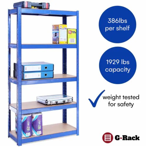 GRack 2Bay Blue Garage Shelving Units Heavy Duty Racking Shelves, 2