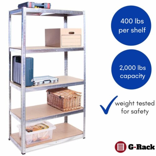 GRack 1Bay Galvanised Steel Garage Shelving Unit 5 Tier 2000LB