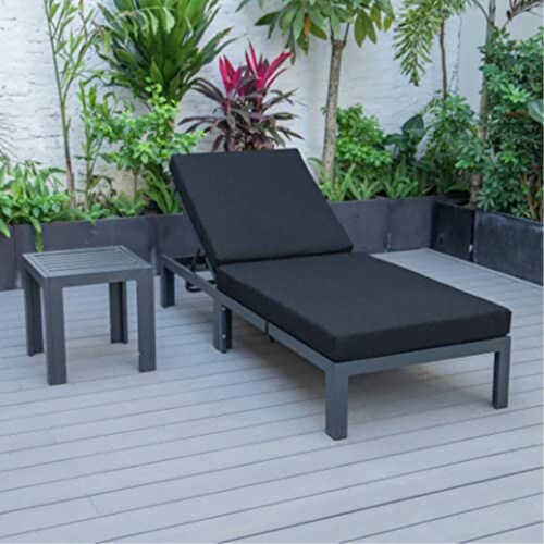 Chelsea Modern Aluminum Outdoor Chaise Lounge Chair With Side Table