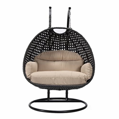 LeisureMod Mendoza Charcoal Wicker Hanging 2 person Egg Swing Chair, 1 Kroger