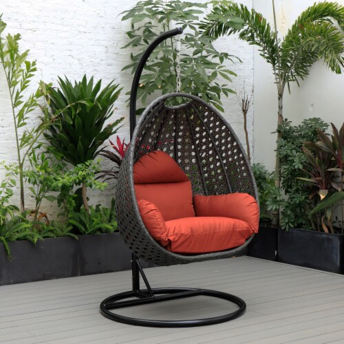 LeisureMod Charcoal Wicker Hanging Egg Swing Chair, 1 Kroger