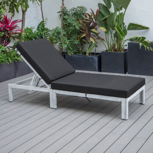 LeisureMod Chelsea Modern Outdoor Weathered Grey Chaise Lounge Chair