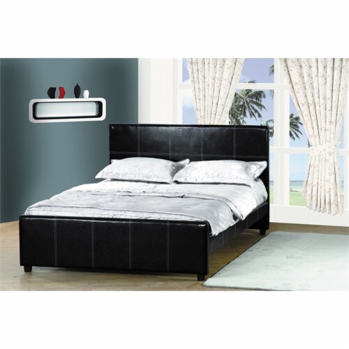 Milton Greens Stars Inc Modern Faux Leather Queen Platform Bed in Black