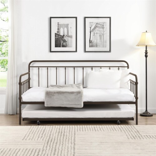 Milton Greens Stars Inc Modern Metal Day Bed with Twin Trundle in