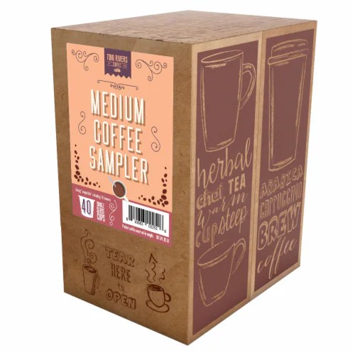 TWO RIVERS COFFEE Medium Roast Coffee Pods, Variety Sampler Pack, 40