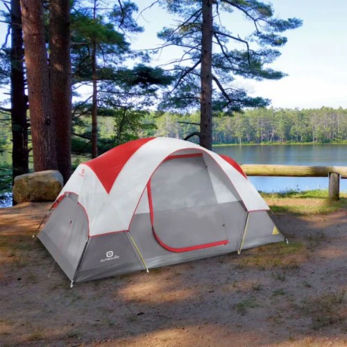 Outbound 6 Person 3 Season Long Camping Dome Tent with Rainfly & Gear