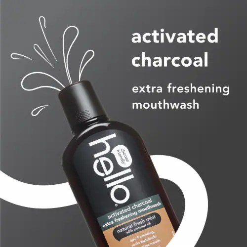 hello Activated Charcoal Extra Freshening Mouthwash Alcohol Free, 16 fl
