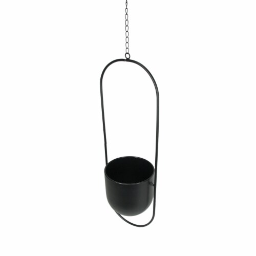 Audreys Black Metal Hanging Planter Indoor Outdoor Flower Pot