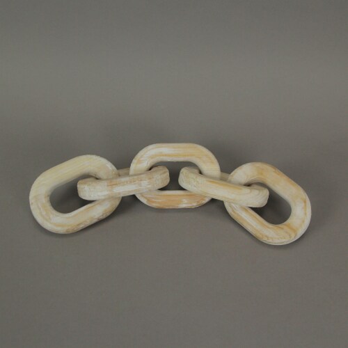 13 Inch Wood Chain Link Home Decor Sculpture Decorative Rustic