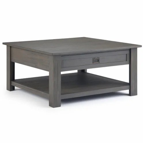 Simpli Home Monroe Acacia Square Coffee Table Distressed Charcoal