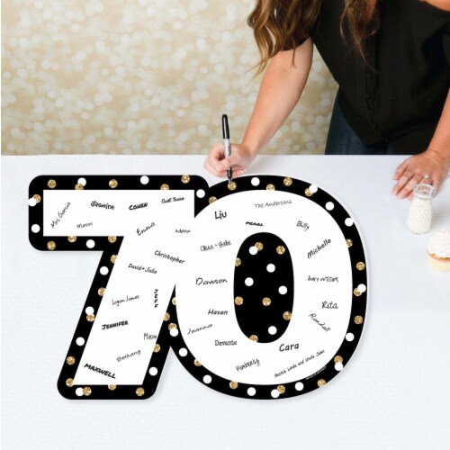 Big Dot of Happiness Adult 70th Birthday Gold Guest Book Sign Alternative Signature Mat, 1