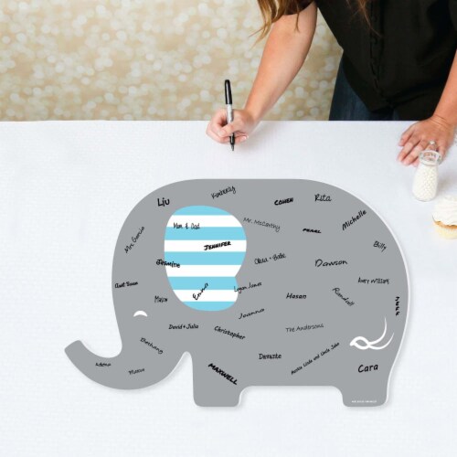 Big Dot of Happiness Blue Elephant Guest Book Sign Alternative Signature Mat, 1 Count Fred