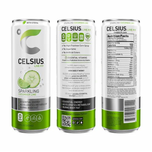 Celsius® Live Fit Sparkling Energy Drink Cucumber Lime, 12 pk / 12 fl