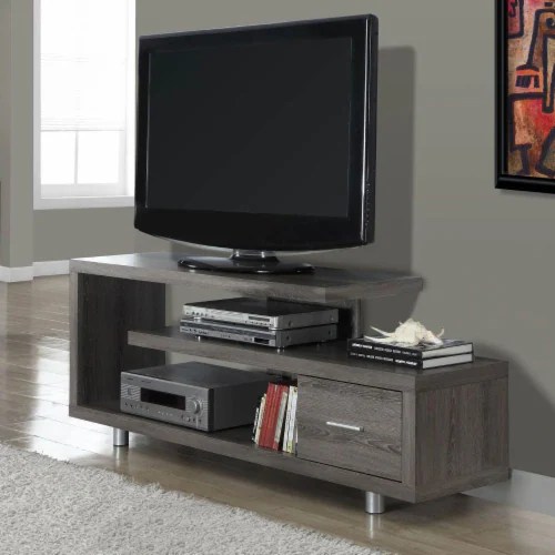 Monarch Specialties 60 Inch Modern Art Deco TV Stand with 1 Drawer, 1