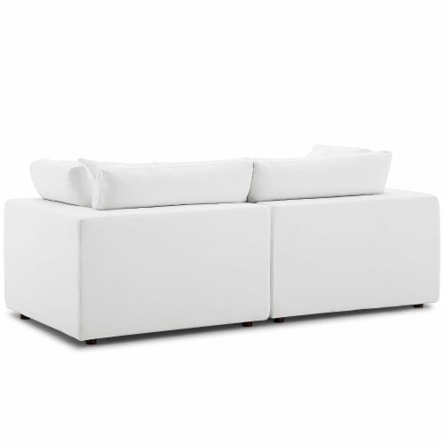 Commix Down Filled Overstuffed 2 Piece Sectional Sofa Set White, 1