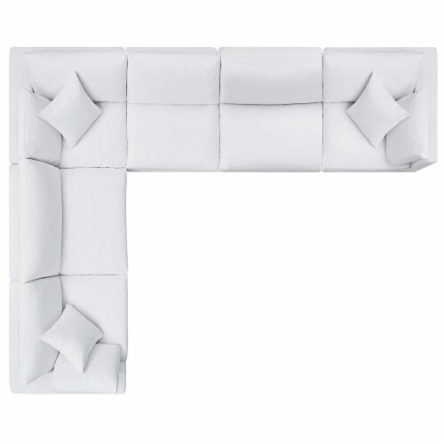 Commix Down Filled Overstuffed 6 Piece Sectional Sofa Set White, 1