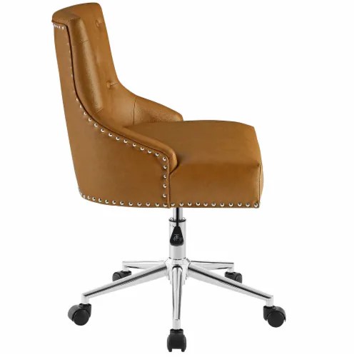 Regent Tufted Button Swivel Faux Leather Office ChairEEI3608 tan, 1
