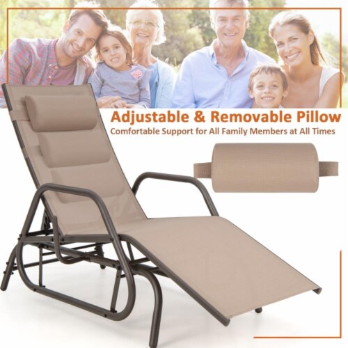Hivvago Outdoor Chaise Lounge Glider Chair with Armrests and Pillow