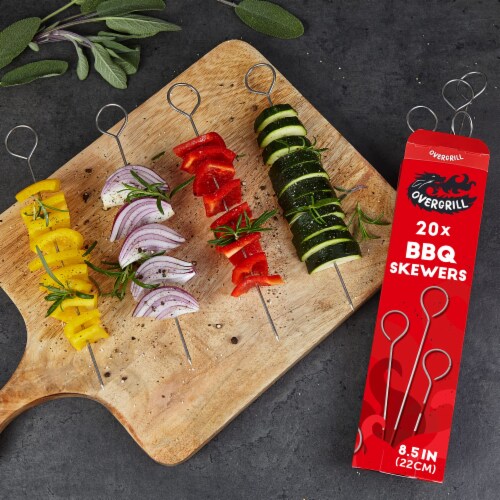 OVERGRILL Grilling Set 9in (20pcs) BBQ Skewers for Grilling, 9in (20