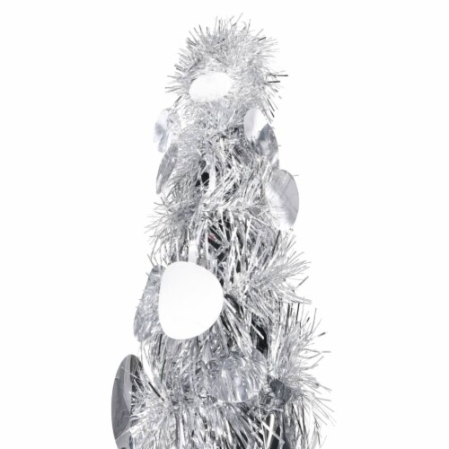 vidaXL Popup Artificial Christmas Tree Silver 6 ft PET, 17.7 "x17.7