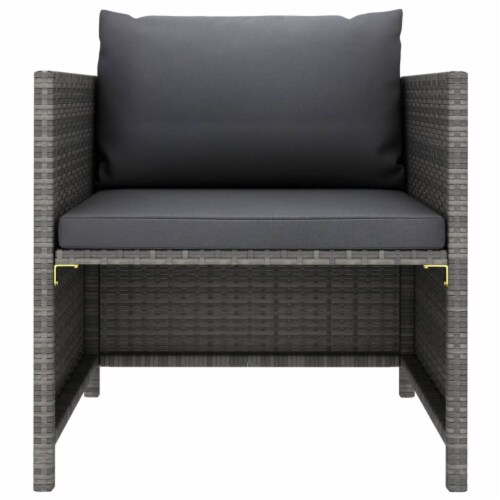 Vidaxl Patio Sofa With Cushions Gray Poly Rattan, 1 Kroger