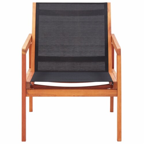 vidaXL Patio Lounge Chair Black Solid Eucalyptus Wood and Textilene, 1