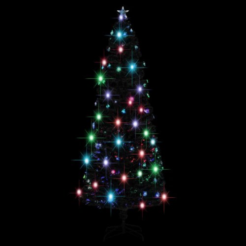 vidaXL Prelit Christmas Tree Green and White 8 ft Fiber Optic, 8x3 ft1