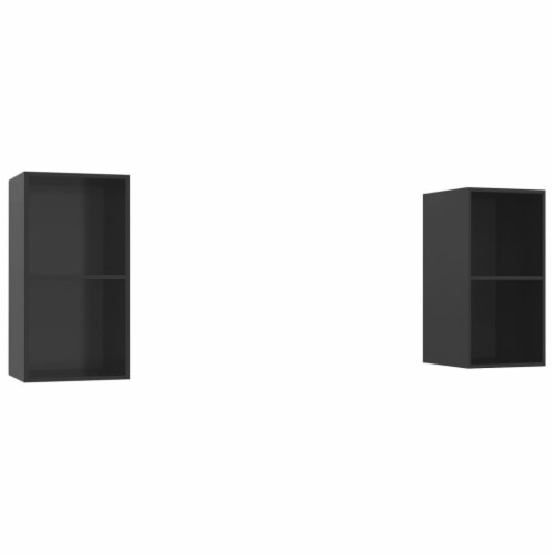 vidaXL Wallmounted TV Stands 2 pcs High Gloss Black Engineered Wood, N