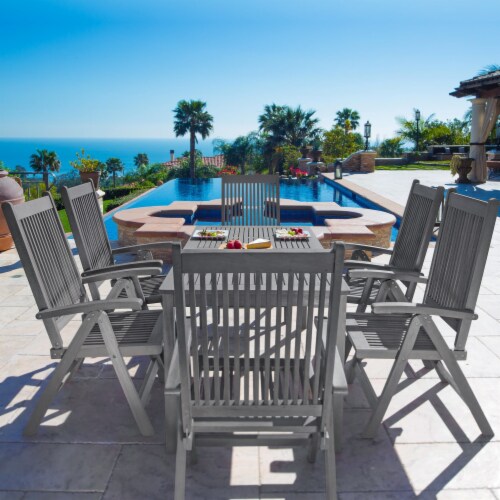 Renaissance Outdoor Patio HandScraped Wood 7Piece Dining Set With