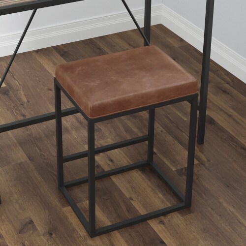 Riley Indoor Brown Metal Faux Leather Bar Stools (Set of 2), 1 Kroger