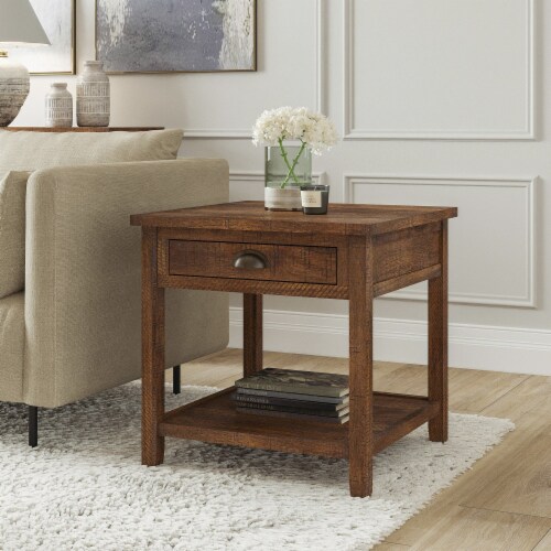 Xavier Rough Sawn Natural Wood End Table, 1 Kroger