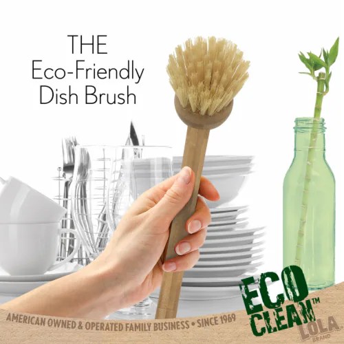 LOLA EcoClean Bamboo Dish Brush W/ EcoFriendly Durable Bamboo Handle
