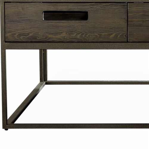 Nia 50 Inch Coffee Table, Smooth Glass Surface, 3 Exposed Drawers
