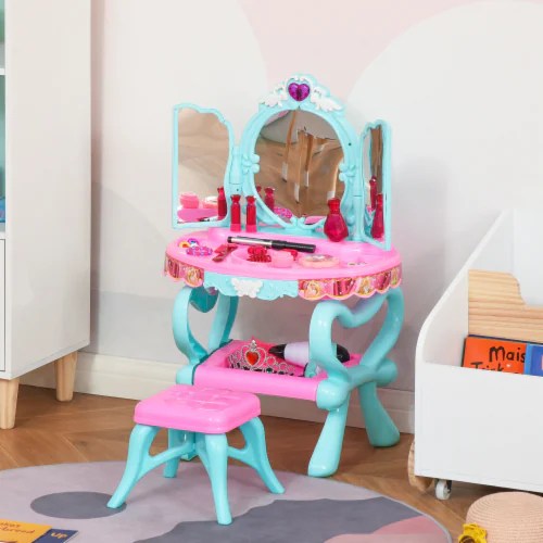 Kids Vanity Makeup Table Set and 32Piece Set W/ Magic Princess Light Music, 1 Unit Fry’s Food