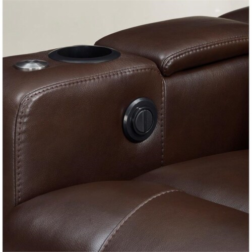 Larson Power Heated Faux Leather Recliner in Brown, 1 Fred Meyer