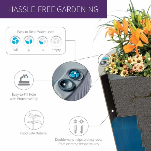 Crescent Garden Dot TruDrop Planter, SelfWatering Plant Pot, 16Inch
