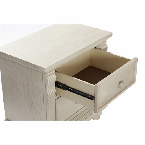 Kingsley Sedona Traditional Wood Nightstand in Vintage Ivory, 1 Fred